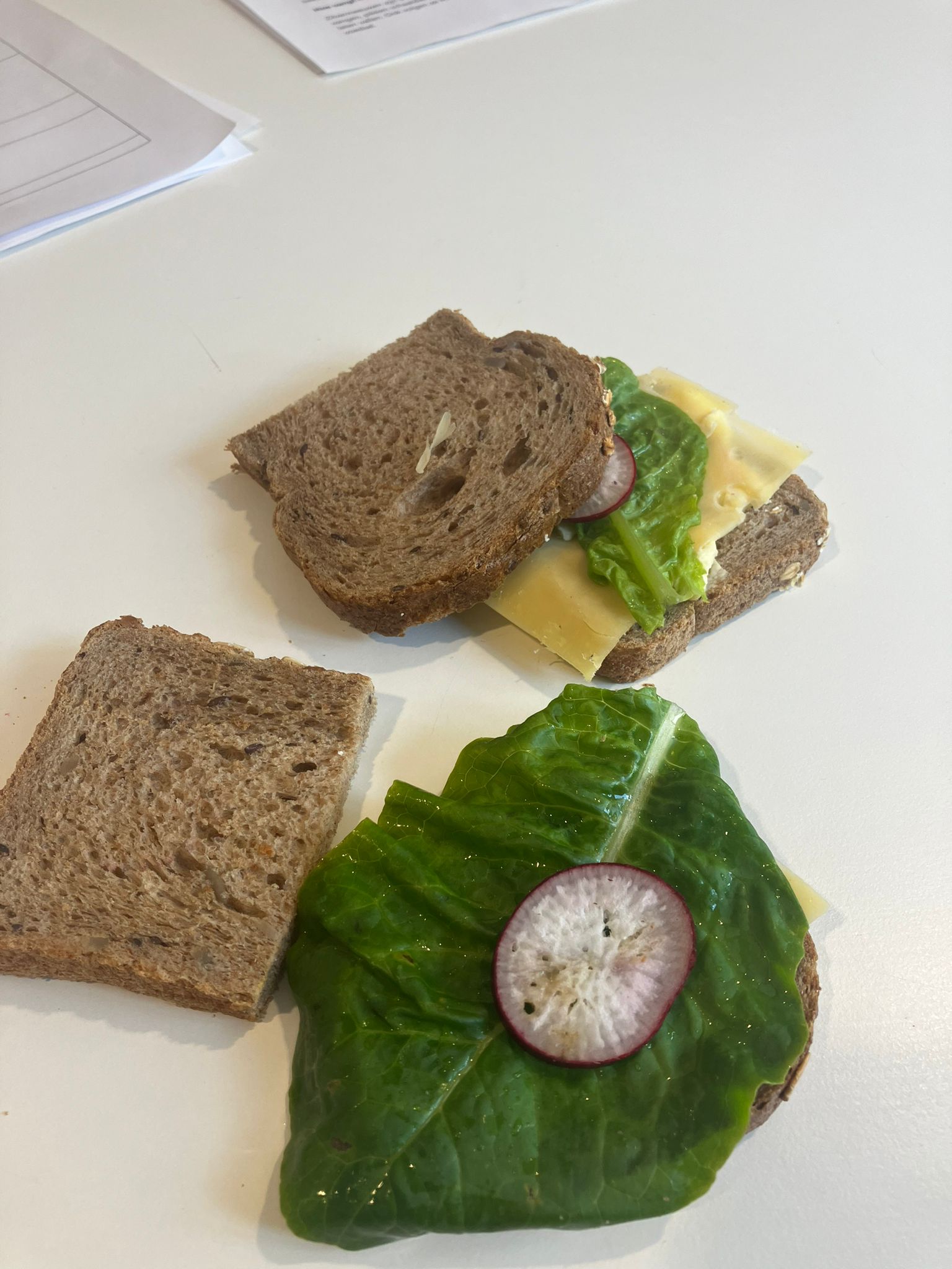 De eerste groente uit de schooltuin op brood
